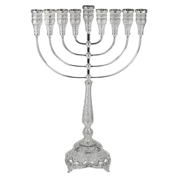 Chanukah Menorah: Silver Plated Filigree Design