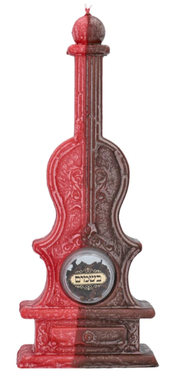 Havdalah Candle and Besomim: Mini Violin - Red Brown