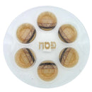 Seder Plate: Glass Brown & Gold - 13"