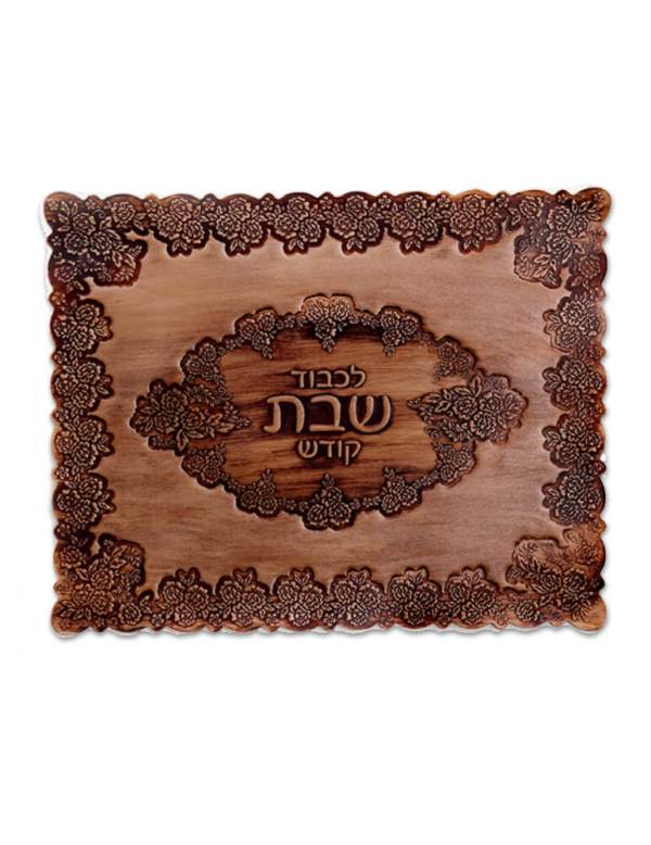 Challah Cover: Leather Floral Design - Beige