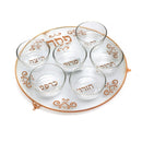 Seder Plate With Legs: Gold Wire With 6 Glass Bowls - 16"