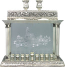 Chanukah Menorah: Silver Plated & Glass Jerusalem Design