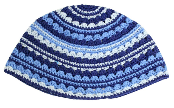 Hand Made Frik Yarmulka - Blue Colors