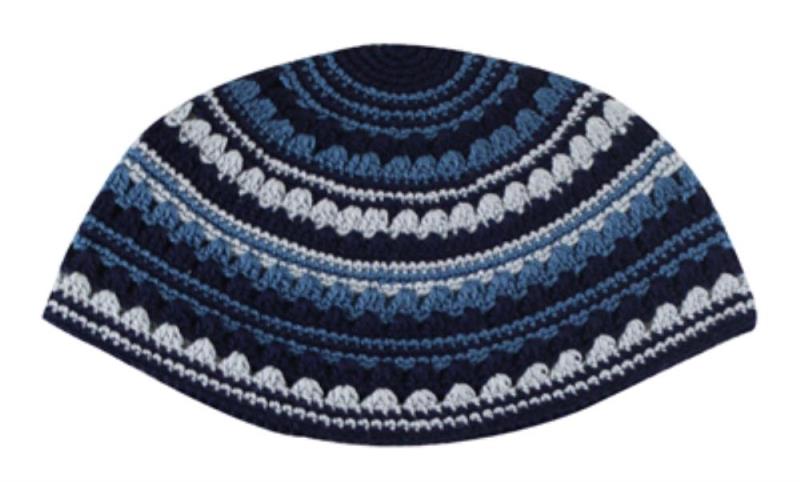 Yarmulka Frik Blue Colors Handmade 21Cm High Quality Hand Made,Stretches On The Head When You Wear It