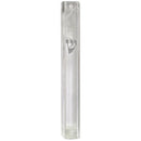 Mezuzah Case: Plastic Clear With Silver Shin - Waterproof