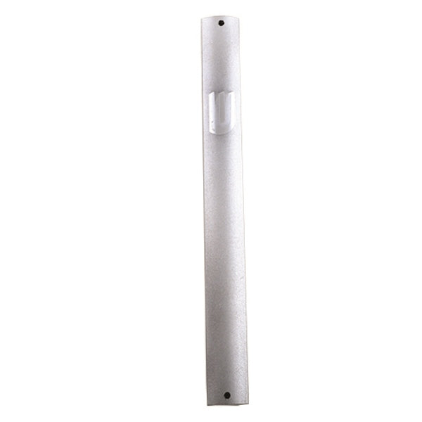 Mezuzah Case: Aluminum Silver Dotted With Shin