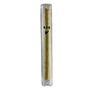 Mezuzah Case: Plastic Clear With Gold Stones