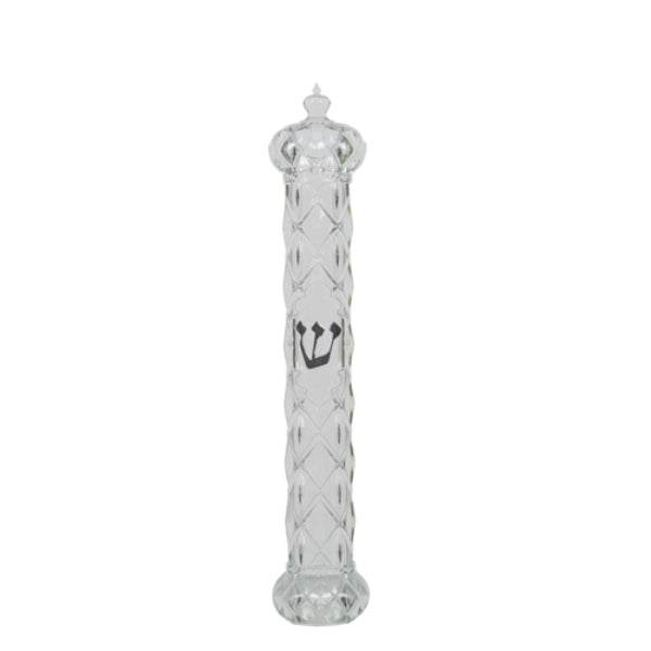 Mezuzah Case: Lucite Crown And Diamond With Silver Shin Waterproof
