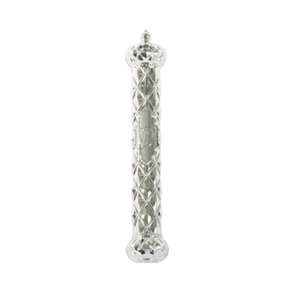 Mezuzah Case: Lucite Silver Crown And Diamond With Shin Waterproof