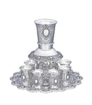 Kiddush Cup & Fountain: 8 Mini Cups Nickel Plated Diamond Design