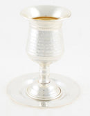 Kiddush Cup & Tray: Silver Plated Diamond Design