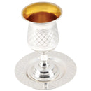 Kiddush Cup & Tray: Silver Plated Diamond Design