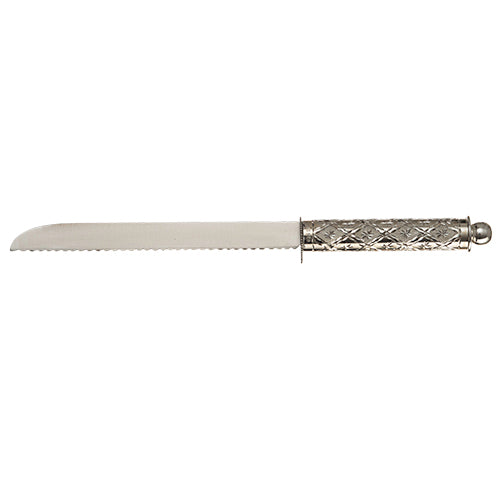 Challah Knife: Aluminum Knife Star Design Handle - Silver