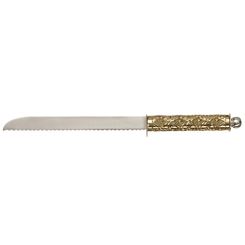 Challah Knife: Aluminum Knife Star Design Handle - Gold