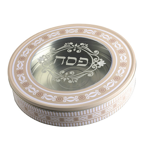 Matzah Container: Tin - For Round Matzos