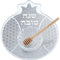 Rosh Hashanah Simanim Plate: Glass Pomegranite Shape With Honey Dish