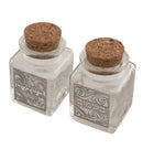 Besamim Holder: Glass With Metal Plate Swirl Design And Cork