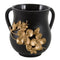 Wash Cup: Polyresin Black With Gold 3D Flowers