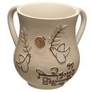 Wash Cup: Polyresin Birds Design Natural Colors