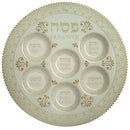 Seder Plate: White Glass - 16"