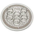 Seder Plate: Glass With Cups And Swirl Design - 16"