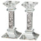 Candlestick Set: Crystal With Laser Cut Metal Plaque Jerusalem Design - 15Cm