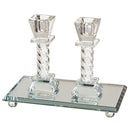 Candlestick Set: Crystal With Tray Crystal Stones Square