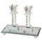Candlestick Set: Crystal With Tray Crystal Stones Square