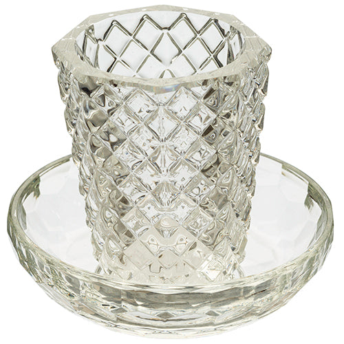 Kiddush Cup And Tray: Crystal Diamond Deisgn