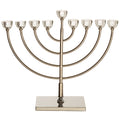 Chanukah Oil Menorah: Metal Plated With Crystal Cups