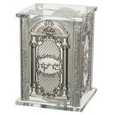 Tzedakah Box: Crystal With Mirror Base and Cruched Glass Design