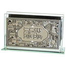 Matchbox Holder: Crystal With Mirror Base and Silver Plated Design