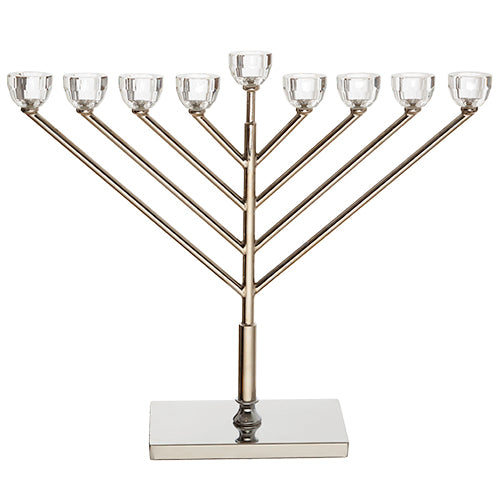 Chanukah Oil Menorah: Crystal Cups - 30"