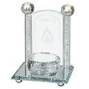 Yahrtzeit Candle Holder - Crystal With Crushed Glass