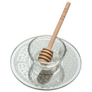 Honey Dish & Spoon: Glass Plated Shanah Tova Design