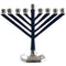 Chanukah Menorah: Chabad Style Silver Plated Hammered - Blue