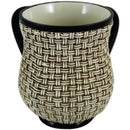 Wash Cup: Polyresin - Woven Design - Tan