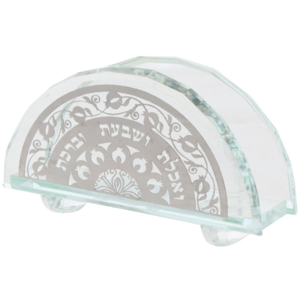 Napkin Holder: Crystal With Silver Plated Pomegranant Design
