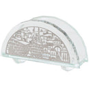 Napkin Holder: Crystal With Metal Plate Jerusalem Design