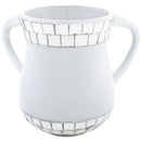Wash Cup: Aluminum Mirror Square Design - White
