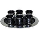 Shot Glasses & Plate: Set of 6 Aluminum Hammered - Black