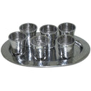 Shot Glasses & Plate: Set of 6 Aluminum Hammered