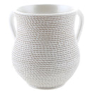Wash Cup: Polyresin - White Braided Design