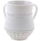Wash Cup: Polyresin - White Linen Look: Leaf Ribbon Design