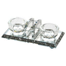 Tealight Holder: Crystal With Silver Plated Pomegranate Rim & Matchbox Holder
