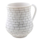 Wash Cup: Polyresin - Brick Design - White