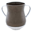 Wash Cup: Aluminum Hammered - Grey With Silver Handles