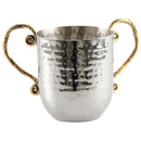 Wash Cup: Stainless Steel Hammered With Gold Handles