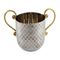 Wash Cup: Stainless Steel Diamond Design With Gold Handles