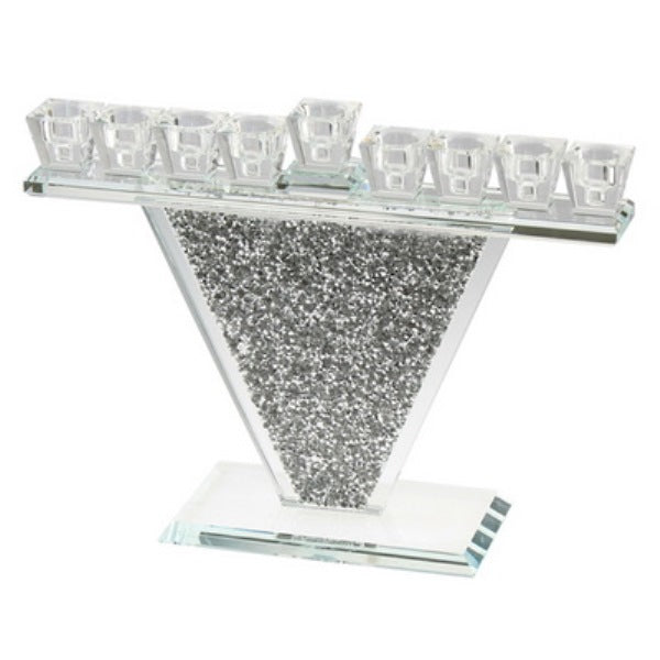 Crystal Menorah With Silver Stones